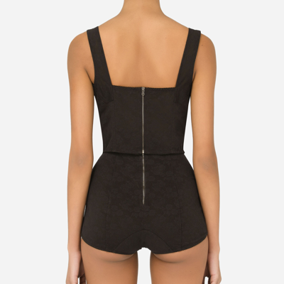 Dolce & Gabbana Cropped Lace Corset In Black