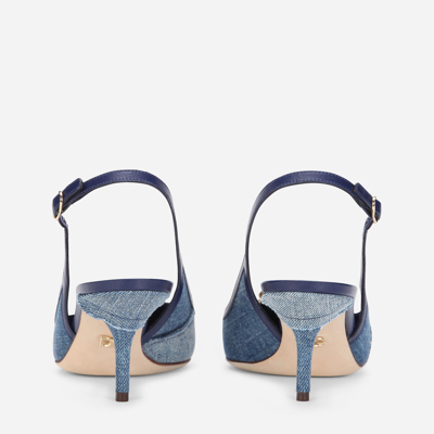 Shop Dolce & Gabbana Devotion Slingbacks In Patchwork Denim