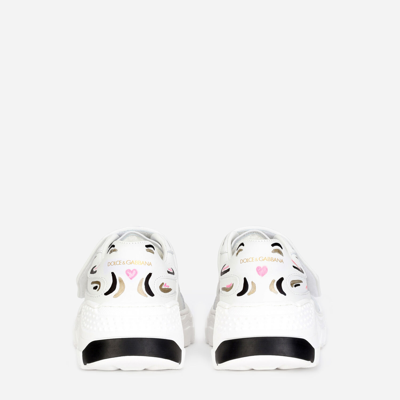 Shop Dolce & Gabbana Calfskin Daymaster Sneakers With I Love D&g Print In Multicolor