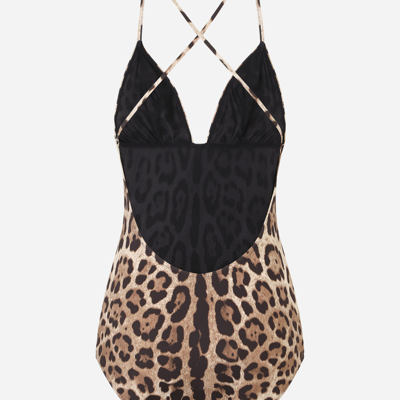 Dolce & Gabbana Leopard-print One-piece Swimsuit In Animal Print
