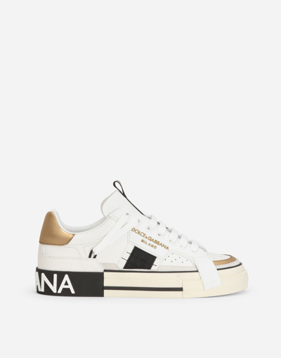 Shop Dolce & Gabbana Calfskin 2.zero Custom Sneakers With Contrasting Details In White