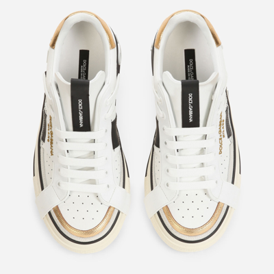 Shop Dolce & Gabbana Calfskin 2.zero Custom Sneakers With Contrasting Details In White