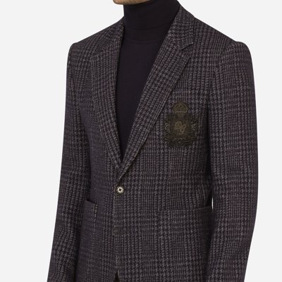 Shop Dolce & Gabbana Check Jersey Portofino Jacket With Patch In Multicolor