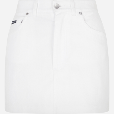 Dolce & Gabbana Denim Mini Skirt In White