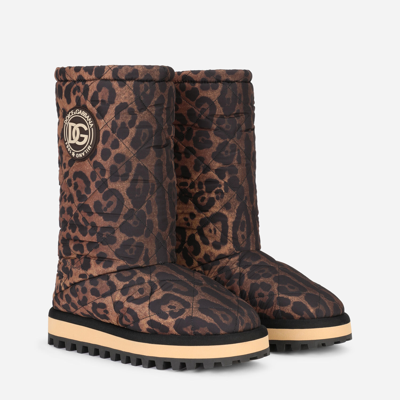 Shop Dolce & Gabbana Leopard-print Nylon City Boots In Animal Print