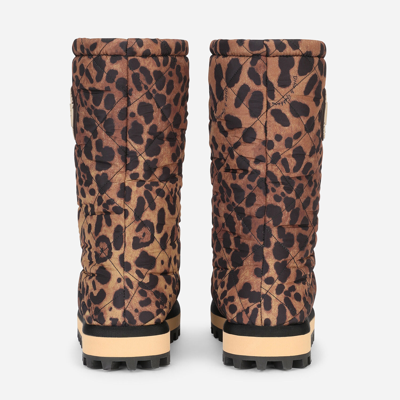 Shop Dolce & Gabbana Leopard-print Nylon City Boots In Animal Print