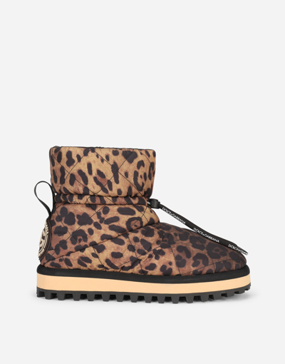 Shop Dolce & Gabbana Leopard-print Nylon Ankle Boots In Animal Print