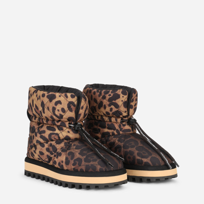 Shop Dolce & Gabbana Leopard-print Nylon Ankle Boots In Animal Print