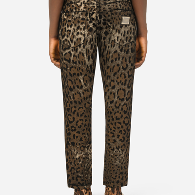 Dolce & Gabbana Loose Jeans With Dg Leopard Print In Multicolor