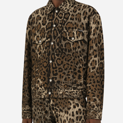 Dolce & Gabbana Leopard Print Blouson Jacket In Multicolor