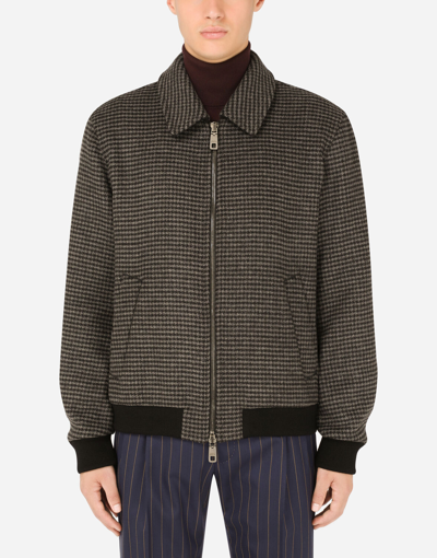 Shop Dolce & Gabbana Wool Houndstooth Jacket In Multicolor