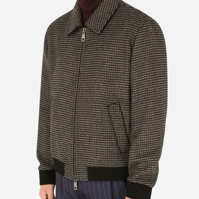 Shop Dolce & Gabbana Wool Houndstooth Jacket In Multicolor