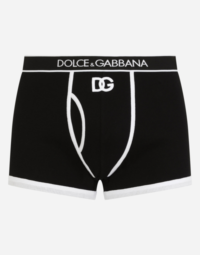 Shop Dolce & Gabbana Regular Boxer In Black/white