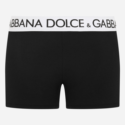 Dolce & Gabbana Two-way-stretch Cotton Jersey Long-leg Boxers In Black