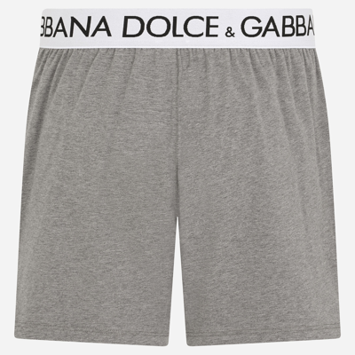 Dolce & Gabbana Two-way Stretch Cotton Boxer Shorts In Grey
