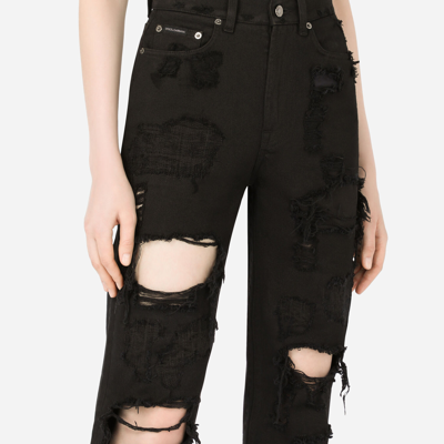 Shop Dolce & Gabbana Boyfriend Jeans With Rips In Black