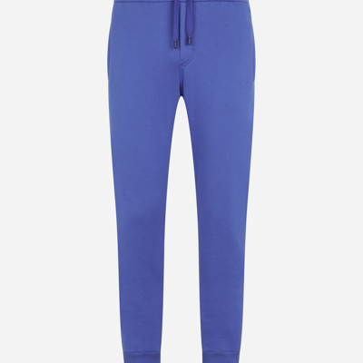 Shop Dolce & Gabbana Jersey Jogging Pants With Branded Plate In Blue