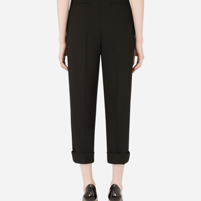 Dolce & Gabbana Woolen Pants With Turn-ups In Black