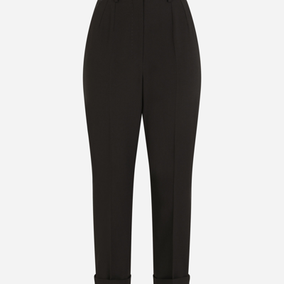 Dolce & Gabbana Woolen Pants With Turn-ups In Black