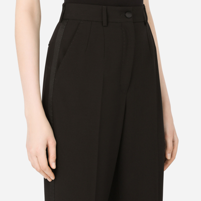 Dolce & Gabbana Woolen Pants With Turn-ups In Black