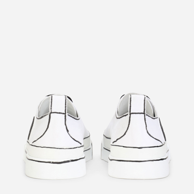 Shop Dolce & Gabbana Hand-painted Canvas Portofino Light Sneakers In White
