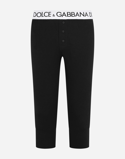 Shop Dolce & Gabbana Two-way Stretch Cotton Leggings In Black