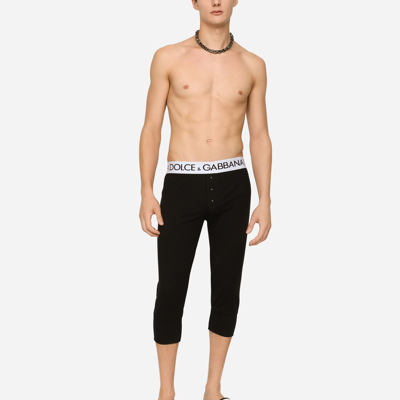 Dolce & Gabbana Two-way Stretch Cotton Leggings In Black