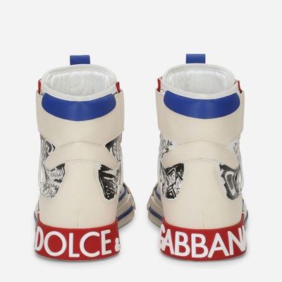 Shop Dolce & Gabbana Calfskin Custom 2.zero High-top Sneakers With Graffiti Print In #n/a