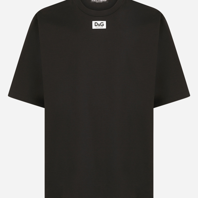 Shop Dolce & Gabbana Cotton T-shirt With Dg Patch In Black
