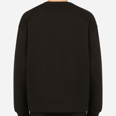 Shop Dolce & Gabbana Jersey Sweatshirt With 3d Dg Patch In Black