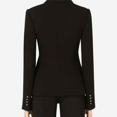 Dolce & Gabbana Single-breasted Wool Crepe Dolce Jacket With Dg Buttons In Black