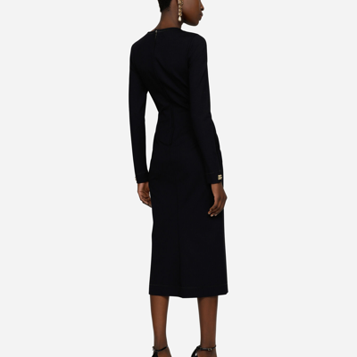 Dolce & Gabbana Jersey Calf-length Dress With Dg Logo Details In Black