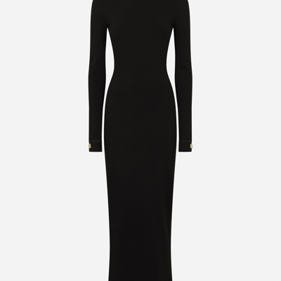 Dolce & Gabbana Jersey Calf-length Dress With Dg Logo Details In Black