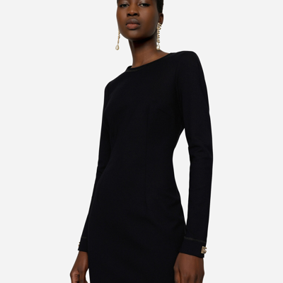 Dolce & Gabbana Jersey Calf-length Dress With Dg Logo Details In Black