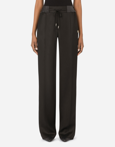 Dolce & Gabbana Viscose Twill Trousers In Black In Black