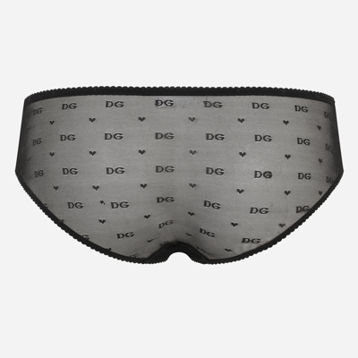 Shop Dolce & Gabbana Jacquard Tulle Briefs In Black