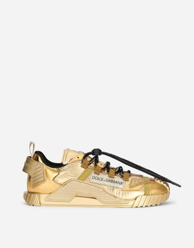 Shop Dolce & Gabbana Laminated Fabric Ns1 Sneakers In Gold