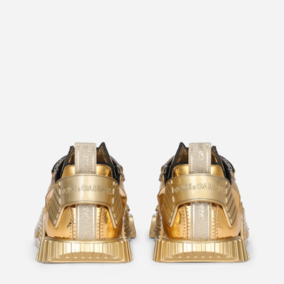 Shop Dolce & Gabbana Laminated Fabric Ns1 Sneakers In Gold
