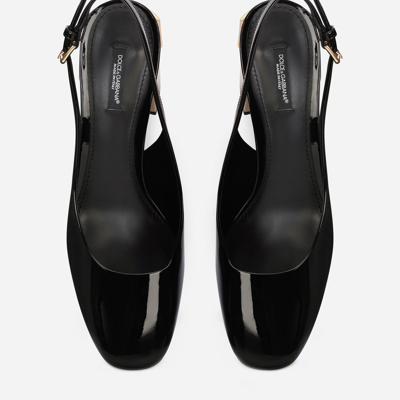 Shop Dolce & Gabbana Patent Leather Slingbacks With Dg Karol Heel In Multicolor
