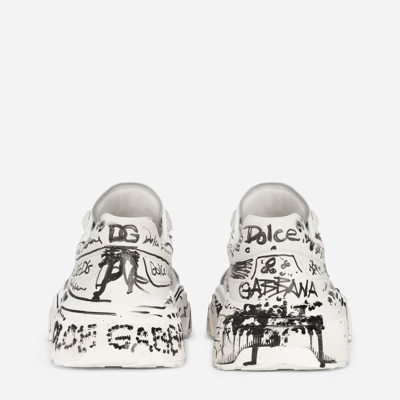 Shop Dolce & Gabbana Hand-painted “graffiti” Calfskin Nappa Daymaster Sneakers In Multicolor
