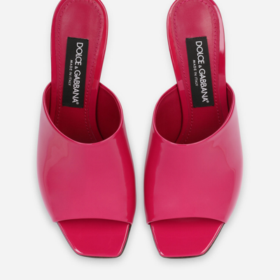Shop Dolce & Gabbana Patent Leather Mules With 3.5 Heel In Fuchsia