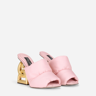 Shop Dolce & Gabbana Down-padded Mules With 3.5 Heel In Pink