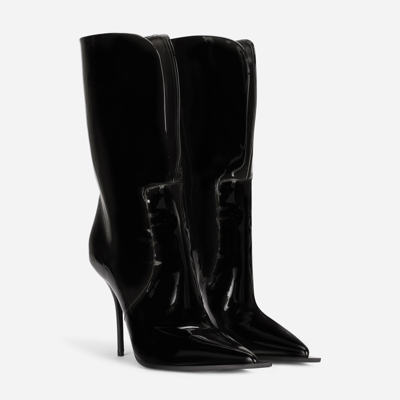 Shop Dolce & Gabbana Patent Leather Ankle Boots In Black