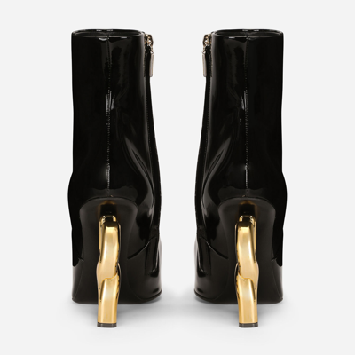 Shop Dolce & Gabbana Patent Leather Ankle Boots With Dg Pop Heel In Black