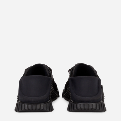 Dolce & Gabbana Ns1 Lace-up Canvas Sneakers With Lace Detail In Black
