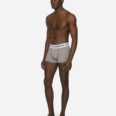 Dolce & Gabbana Logo-waistband Stretch Briefs In Grey