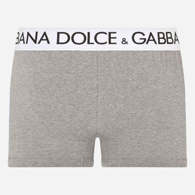 Dolce & Gabbana Logo-waistband Stretch Briefs In Grey