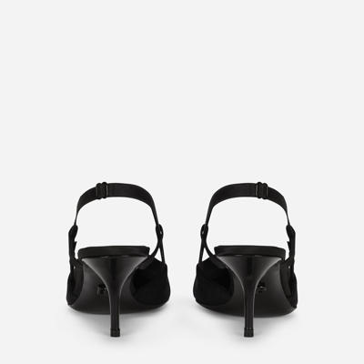 Shop Dolce & Gabbana Corset-style Satin Slingbacks In Black
