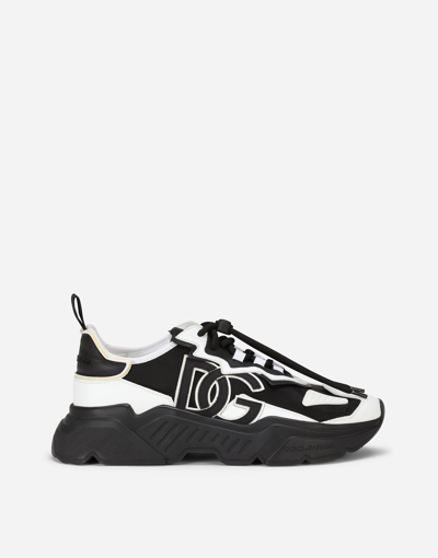 Shop Dolce & Gabbana Mixed-materials Daymaster Sneakers In White/black