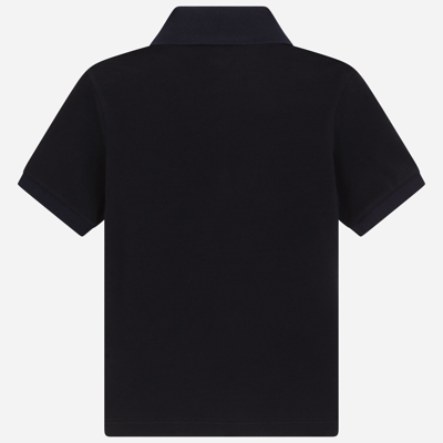 Dolce & Gabbana Piqué Polo Shirt With Logo Plate In Blue